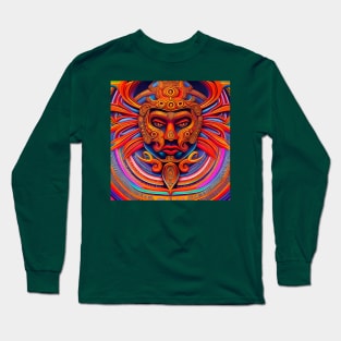 New World Gods (12) - Mesoamerican Inspired Psychedelic Art Long Sleeve T-Shirt